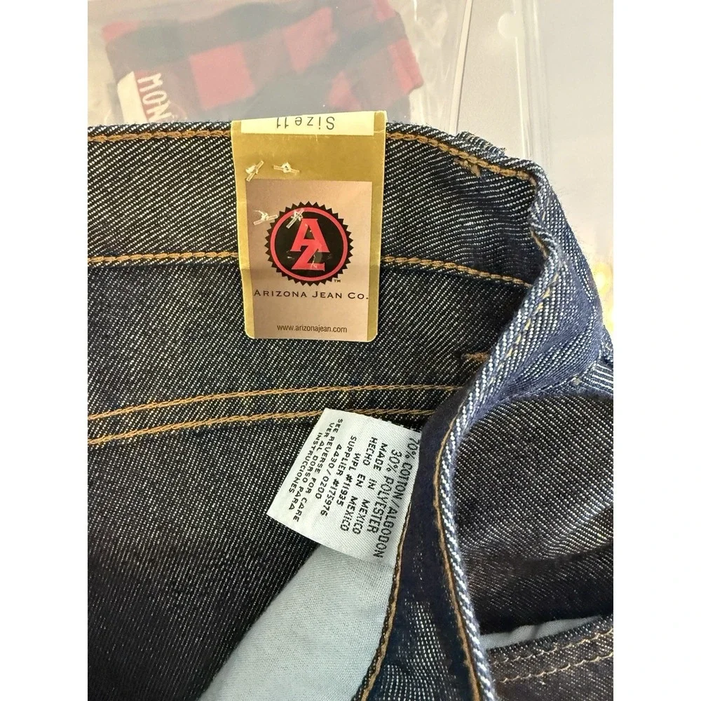 90s Arizona Jeans Dark Indigo Raw Denim Short Sz 11 Gloss Finish High Rise Retro